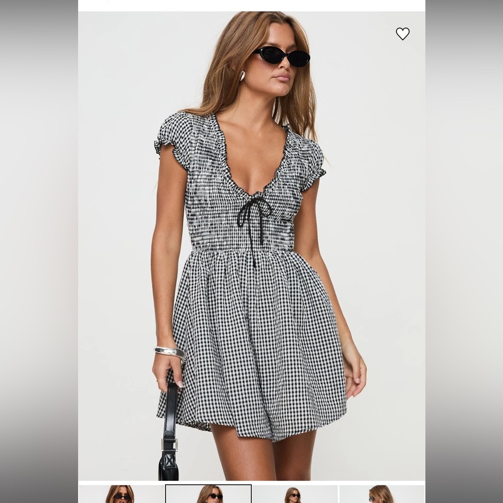 NWT Princess Polly Black and White Gingham Romper